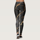 Schwarze Marmorsteine Abstrakt Leggings (Rückseite)