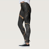 Schwarze Marmorsteine Abstrakt Leggings (Links)