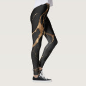 Schwarze Marmorsteine Abstrakt Leggings (Rechts)