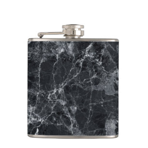 Schwarze Marmorstruktur Flachmann