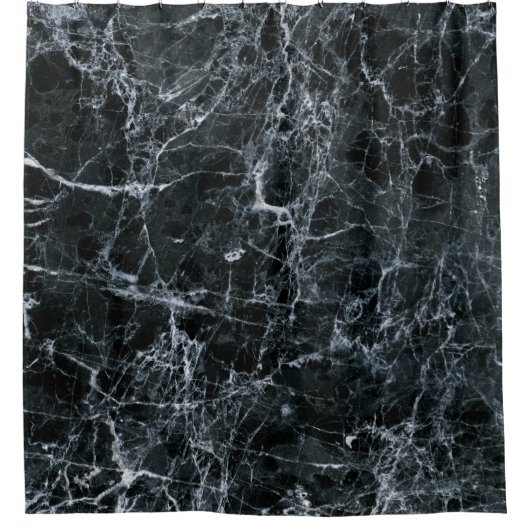 Schwarze Marmortextur Duschvorhang (Vorderseite)