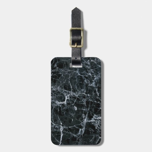 Schwarze Marmortextur Gepäckanhänger (Vorderseite vertikal)