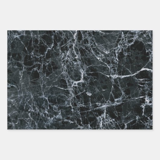 Schwarze Marmortextur Geschenkpapier Set (Vorderseite 3)