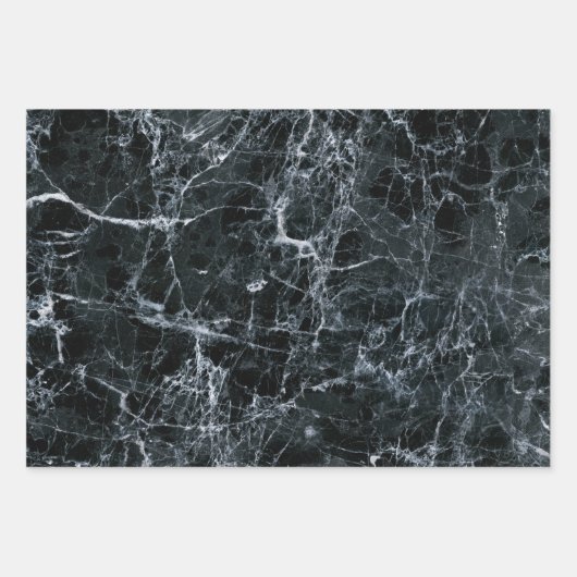 Schwarze Marmortextur Geschenkpapier Set (Vorderseite 2)