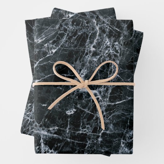 Schwarze Marmortextur Geschenkpapier Set (Beispiel)