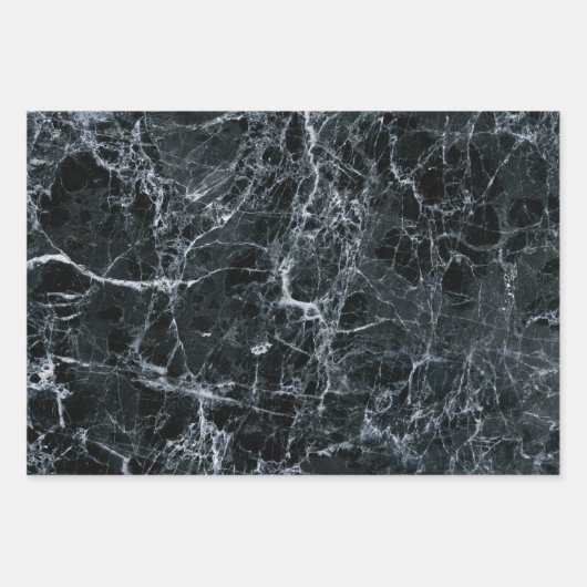 Schwarze Marmortextur Geschenkpapier Set (Vorderseite)