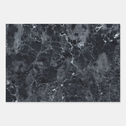 Schwarze Marmortextur Geschenkpapier Set (Vorderseite 3)