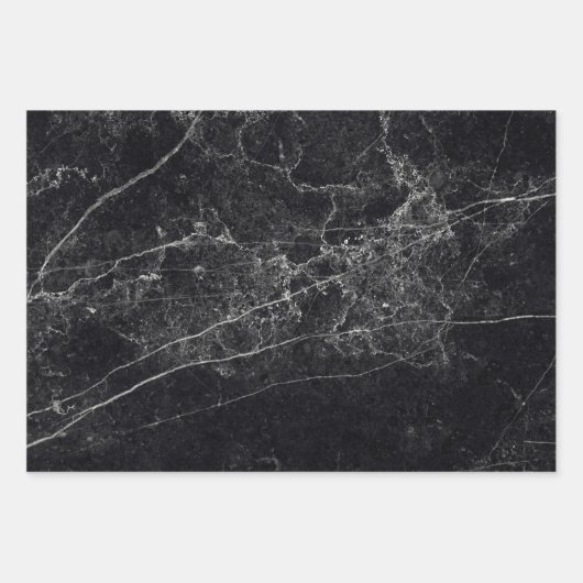Schwarze Marmortextur Geschenkpapier Set (Vorderseite 2)