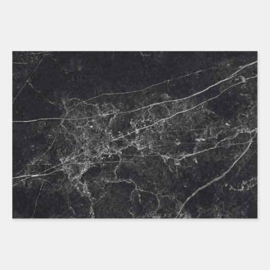 Schwarze Marmortextur Geschenkpapier Set (Vorderseite)