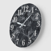 Schwarze Marmortextur Große Wanduhr (Winkel)