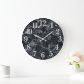 Schwarze Marmortextur Große Wanduhr (Zuhause)
