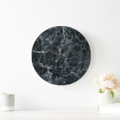 Schwarze Marmortextur Große Wanduhr (Zuhause)