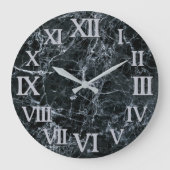Schwarze Marmortextur Große Wanduhr (Vorderseite)