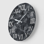 Schwarze Marmortextur Große Wanduhr (Winkel)