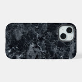 Schwarze Marmortextur iPhone 15 Hülle (Rückseite (Horizontal))