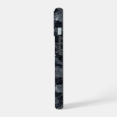 Schwarze Marmortextur iPhone 15 Hülle (Linke Seite)