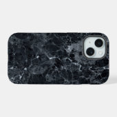 Schwarze Marmortextur iPhone 15 Hülle (Rückseite (Horizontal))