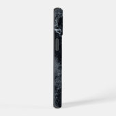 Schwarze Marmortextur iPhone 15 Hülle (Rechte Seite)