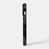 Schwarze Marmortextur iPhone 15 Hülle (Linke Seite)