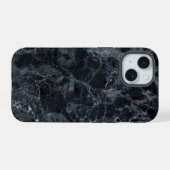 Schwarze Marmortextur iPhone 15 Hülle (Rückseite (Horizontal))
