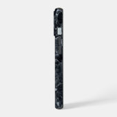Schwarze Marmortextur iPhone 15 Hülle (Linke Seite)
