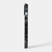 Schwarze Marmortextur iPhone 15 Hülle (Linke Seite)