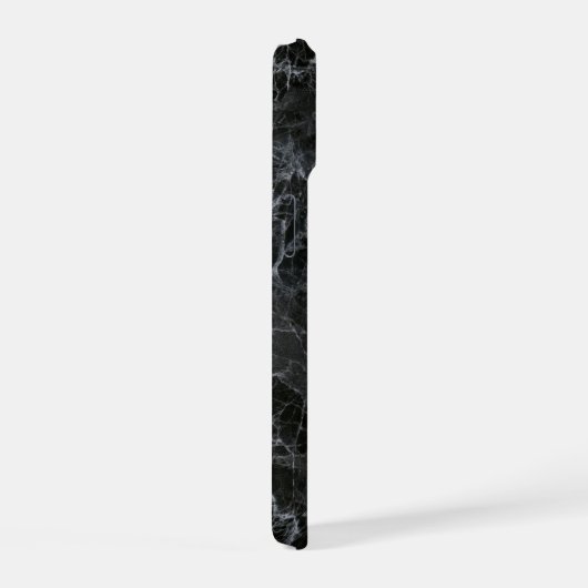 Schwarze Marmortextur iPhone 15 Hülle (Rechte Seite)