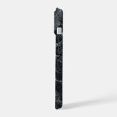 Schwarze Marmortextur iPhone 15 Hülle (Linke Seite)