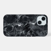 Schwarze Marmortextur iPhone 15 Hülle (Rückseite (Horizontal))