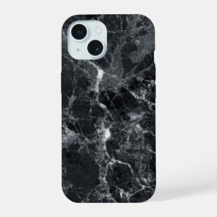 Schwarze Marmortextur iPhone 15 Hülle