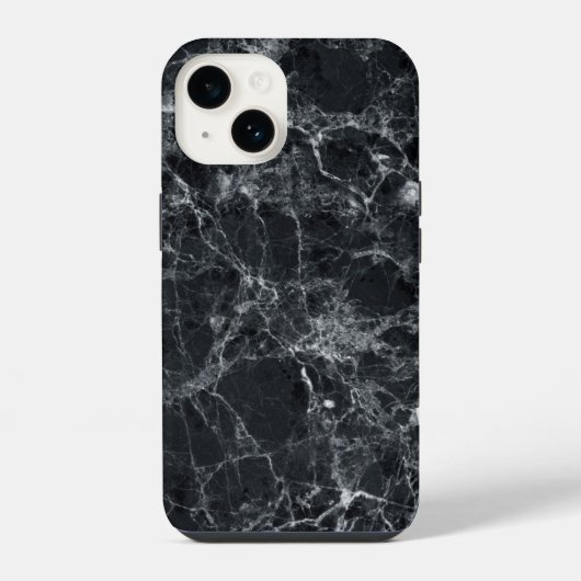 Schwarze Marmortextur iPhone Hülle (Rückseite)