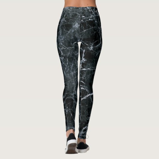 Schwarze Marmortextur Leggings (Rückseite)