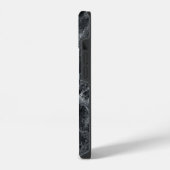 Schwarze Marmortextur Monogramm Name iPhone Hülle (Linke Seite)