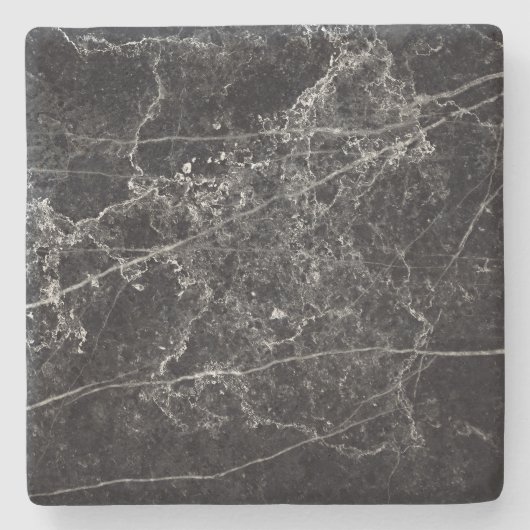 Schwarze Marmortextur Steinuntersetzer (Vorderseite)