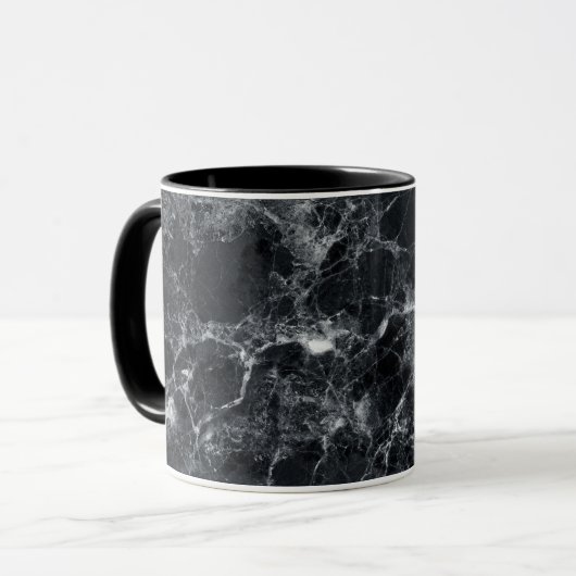 Schwarze Marmortextur Tasse (Vorderseite Links)
