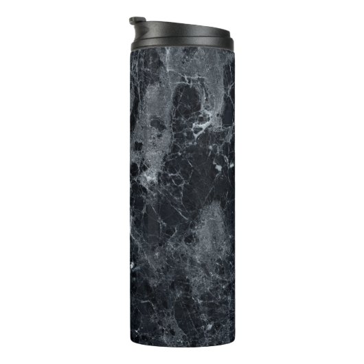 Schwarze Marmortextur Thermosbecher (Nach rechts gedreht)