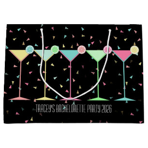 Schwarze Martini-Cocktail-Konfetti-Partyfeier Große Geschenktüte