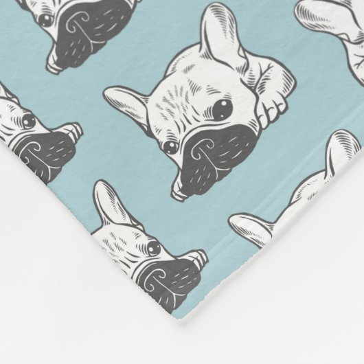 Schwarze Masken-Creme Frenchie Illustration Fleecedecke (Ecke)