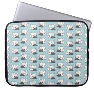 Schwarze Masken-Creme Frenchie Illustration Laptopschutzhülle