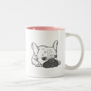 Schwarze Masken-Creme Frenchie Illustration Zweifarbige Tasse