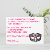 SCHWARZE MASKEN-PARTY EINLADUNG (Stehend Vorderseite)