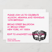 SCHWARZE MASKEN-PARTY EINLADUNG (Vorne/Hinten)