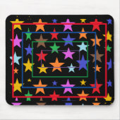 Schwarze Maus mit farbigen Sternen überall Mousepad (Vorne)