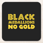 SCHWARZE MEDALLIONEN KEIN GOLD RECHTECKIGER PAPPUNTERSETZER (Vorderseite)