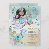 Schwarze Meerjungfrau bearbeitet unter dem Meer 5. Einladung (Vorne/Hinten)