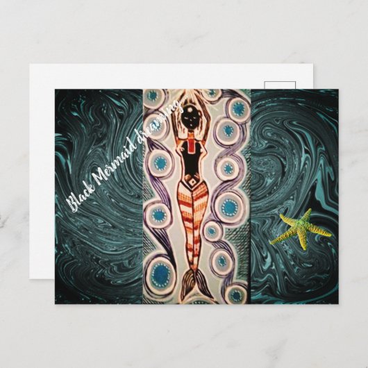 Schwarze Meerjungfrau Dreaming. Postkarte (Vorne/Hinten)