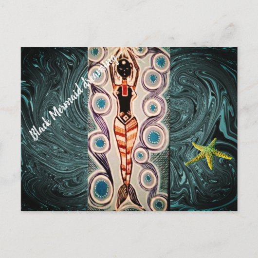 Schwarze Meerjungfrau Dreaming. Postkarte (Vorderseite)