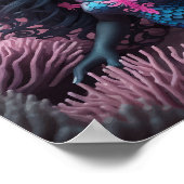 Schwarze Meerjungfrau Pink 2 Poster (Ecke)