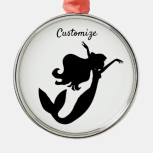 Schwarze Meerjungfrau Silhouette Thunder_Cove Ornament Aus Metall