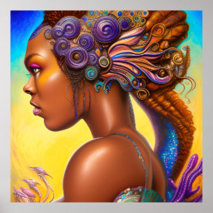 Schwarze Meerjungfrauen Melanin Meerjungfrau Meere Poster